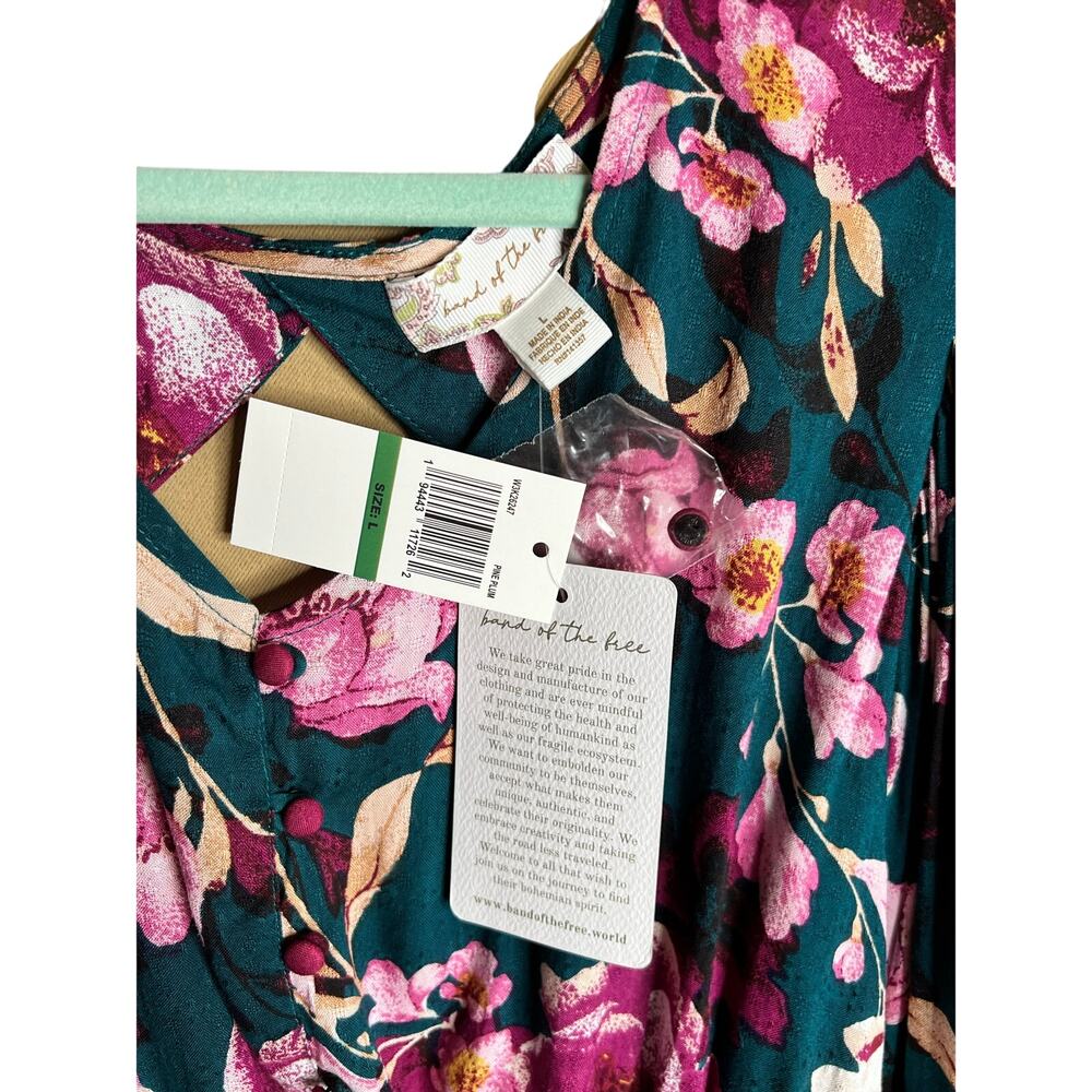 Band Of The Free - B.O.G Collective Green Floral Crop Top L NWT - Picture 3 of 4